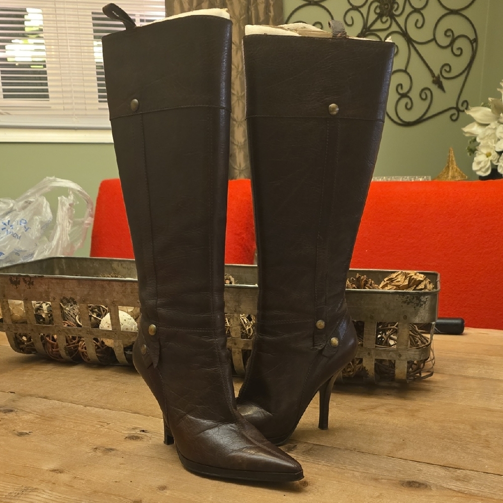 Nine West Dark Brown Heeled Boots